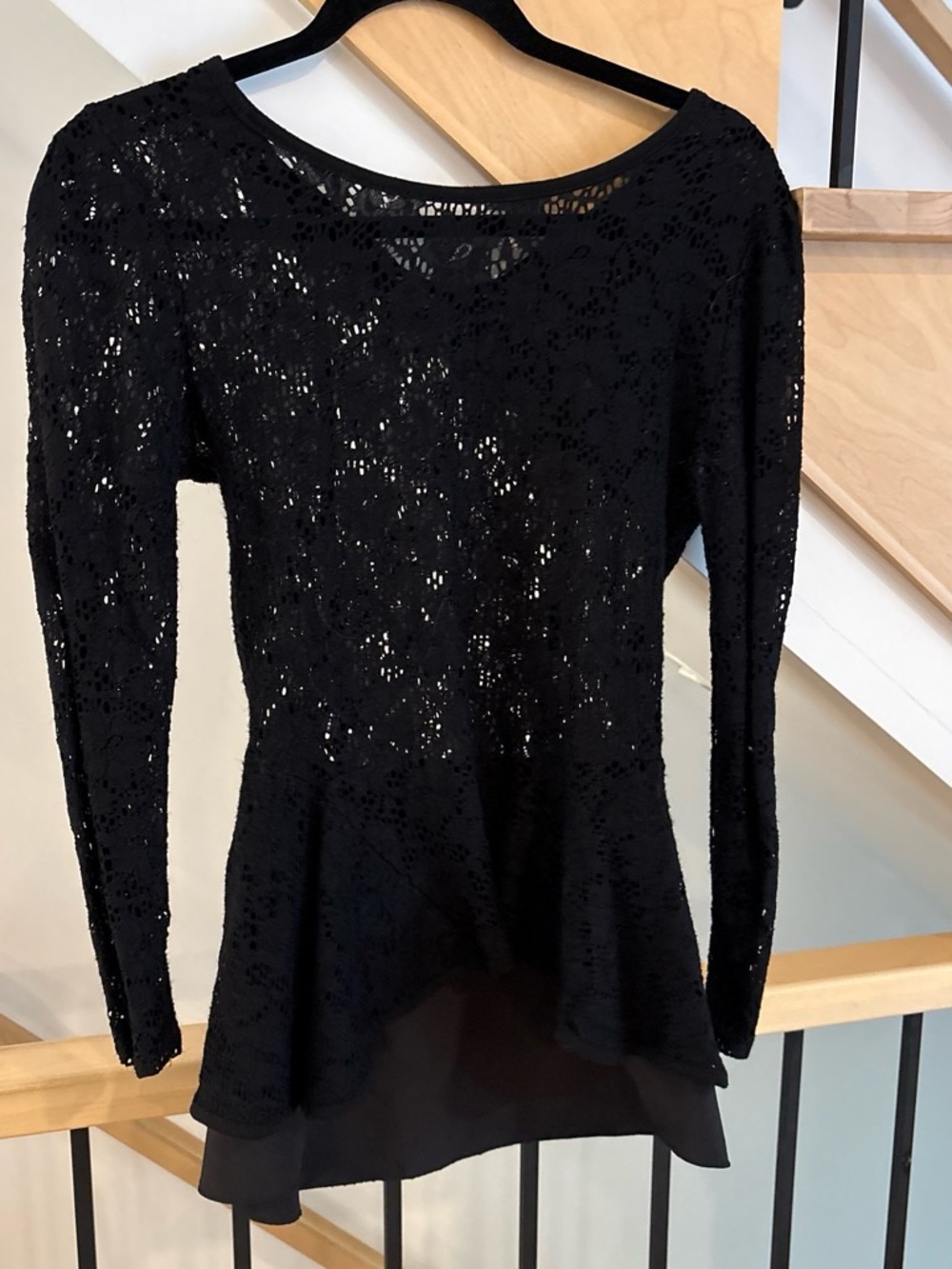 Black Lace Peplum Dress - Women's